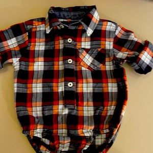 Ben Sherman 6-9 months plaid polo onesie
